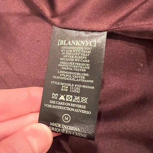 BLANK NYC | M | Faux Leather Moto Jacket | Plum - Picture 6 of 10